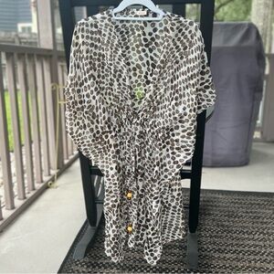 Echo NY Leopard Print Caftan Swim Cover-Up